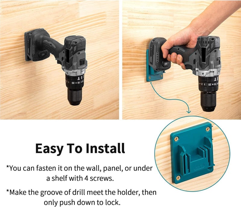 Crivnhar Tool Drill Mount Holder Compatible for Makita 18V Li-ion Drills, Heavy Duty ABS Tools Wall Dock Hanger for Garage, Workshop, Work Truck, 40 Screws, 10 Packs (No Tool) - Image 5
